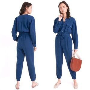 Madewell Jumpsuit Lightspun Double Gauze Brushed Cotton Size 4 Navy Blue